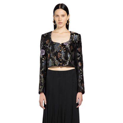 Cropped Spencer Jacket in Brocade