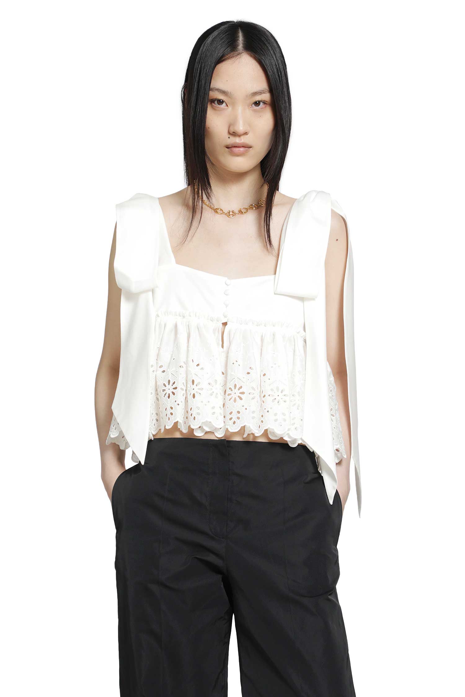 Tie-Strap Cropped Top in Soft Cotton
