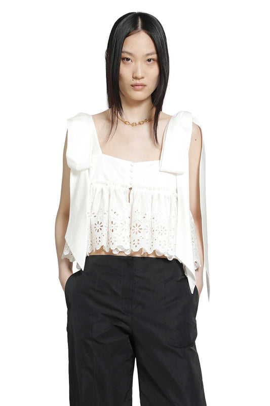 Tie-Strap Cropped Top in Soft Cotton