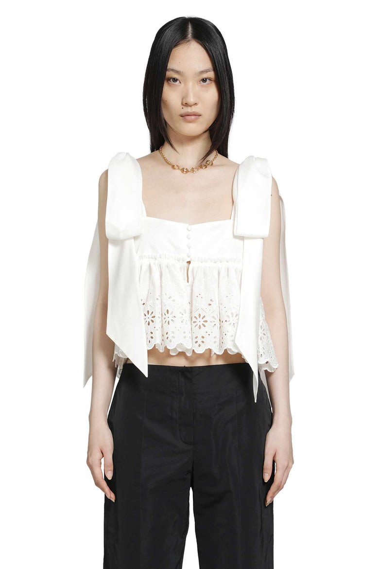 
              CHLOÉ Tie-Strap Cropped Top in Soft Cotton woman
            