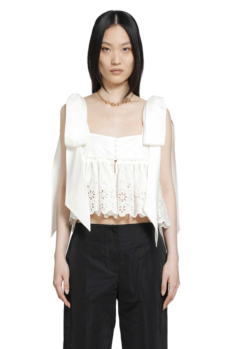 CHLOÉ Tie-Strap Cropped Top in Soft Cotton woman