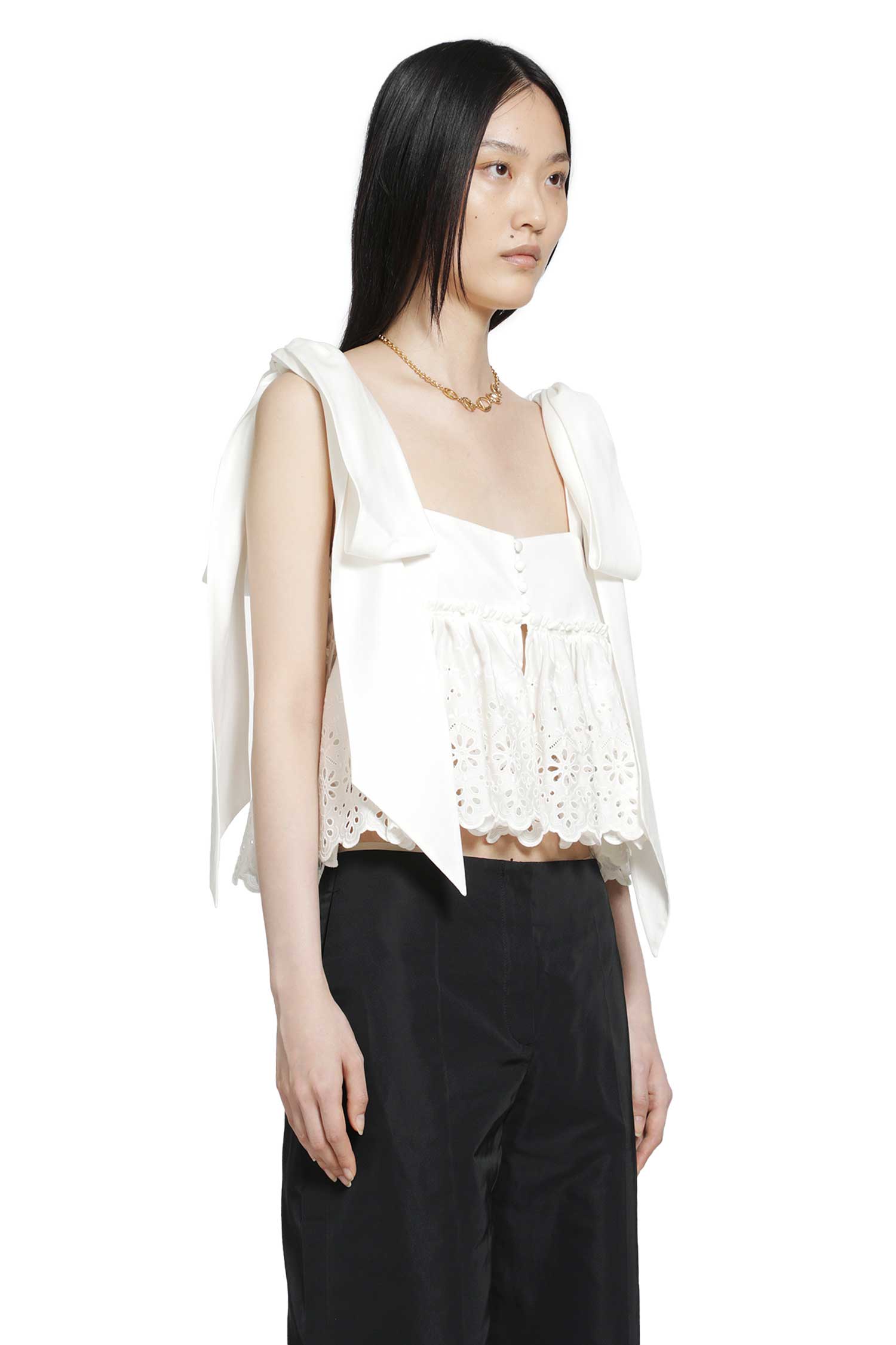 CHLOÉ Tie-Strap Cropped Top in Soft Cotton woman