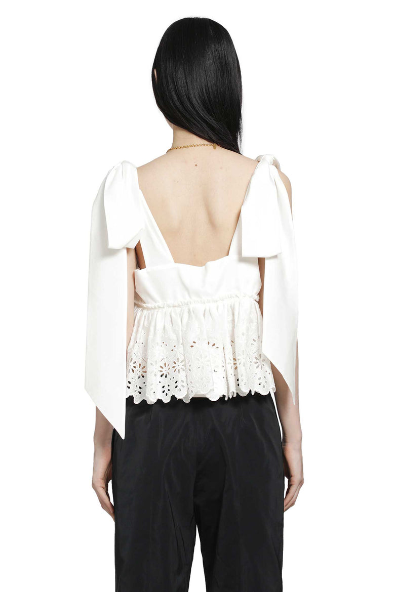 CHLOÉ Tie-Strap Cropped Top in Soft Cotton woman