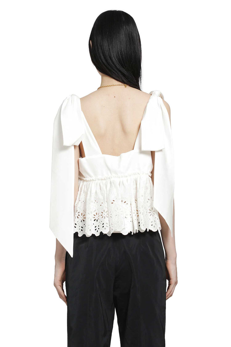 CHLOÉ Tie-Strap Cropped Top in Soft Cotton woman