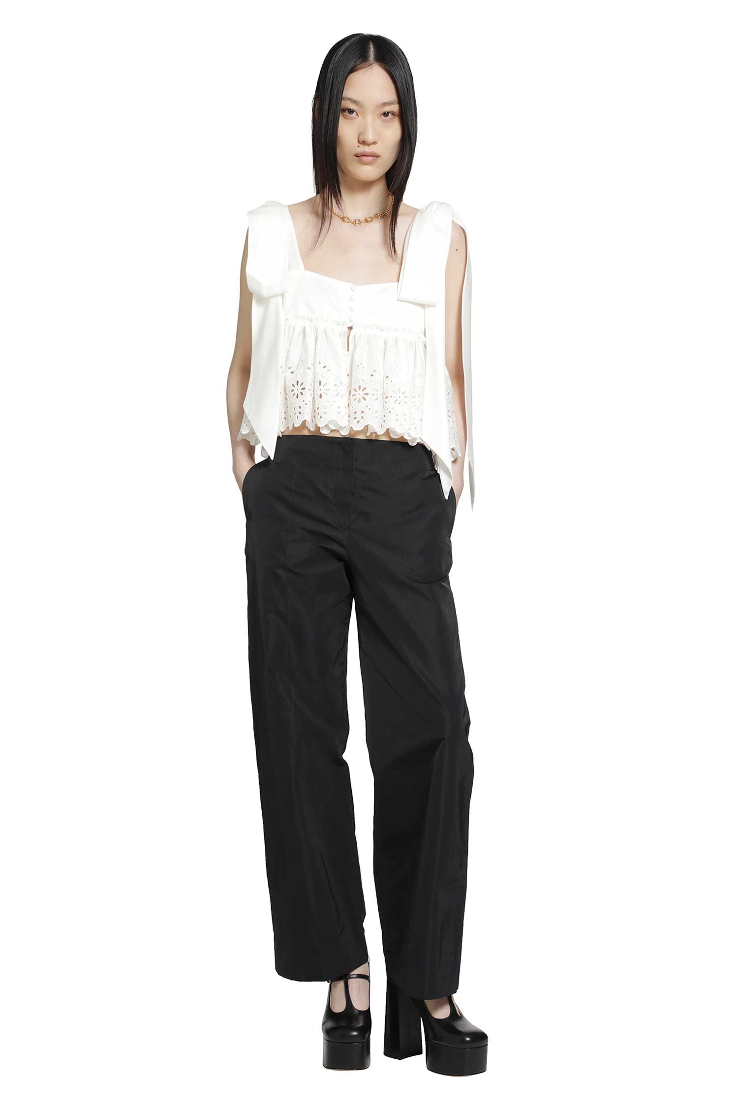 CHLOÉ Tie-Strap Cropped Top in Soft Cotton woman