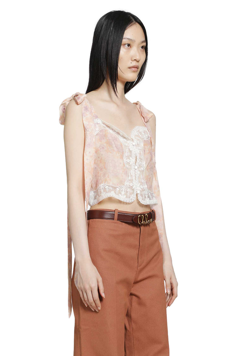 
              CHLOÉ Silk Charmeuse and Lace Crop Top woman
            