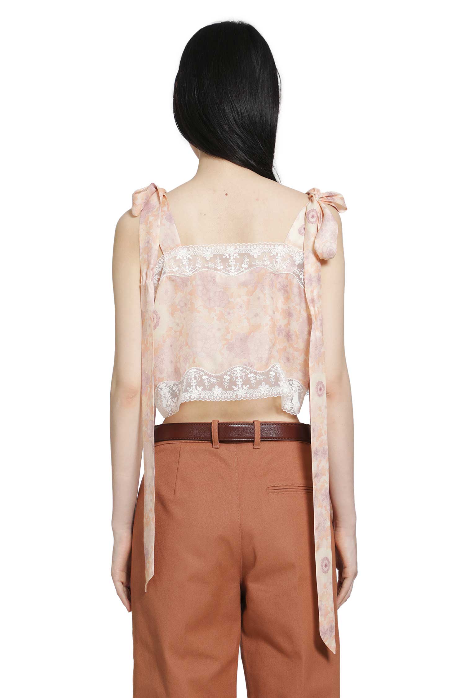 Silk Charmeuse and Lace Crop Top