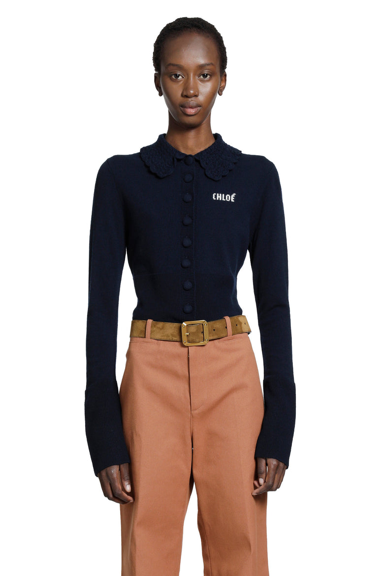 CHLOÉ Logo Embroidered Wool Cardigna woman