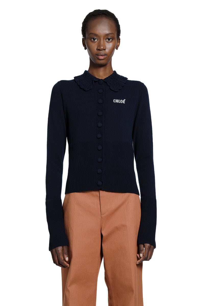 CHLOÉ Logo Embroidered Wool Cardigna woman