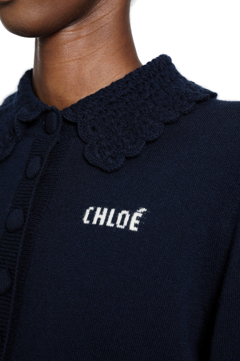 CHLOÉ Logo Embroidered Wool Cardigna woman