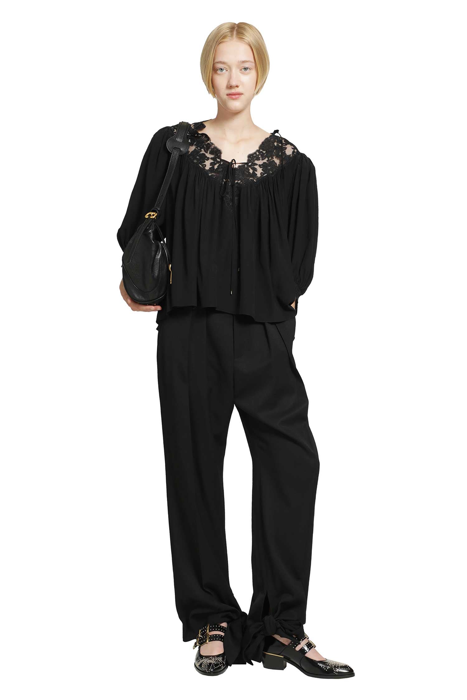 CHLOÉ Pleated Tie-Hem Pants woman