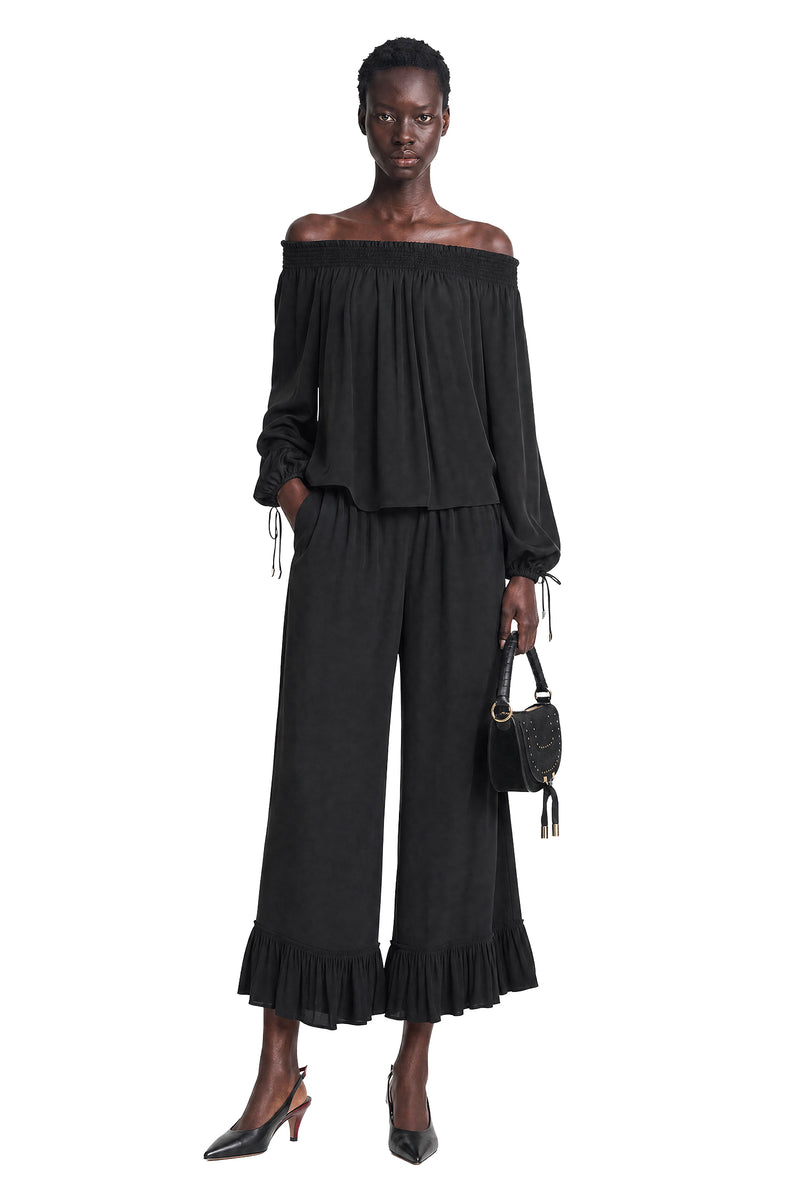 CHLOÉ Cropped Fluid Pants in Crepe de Chine woman