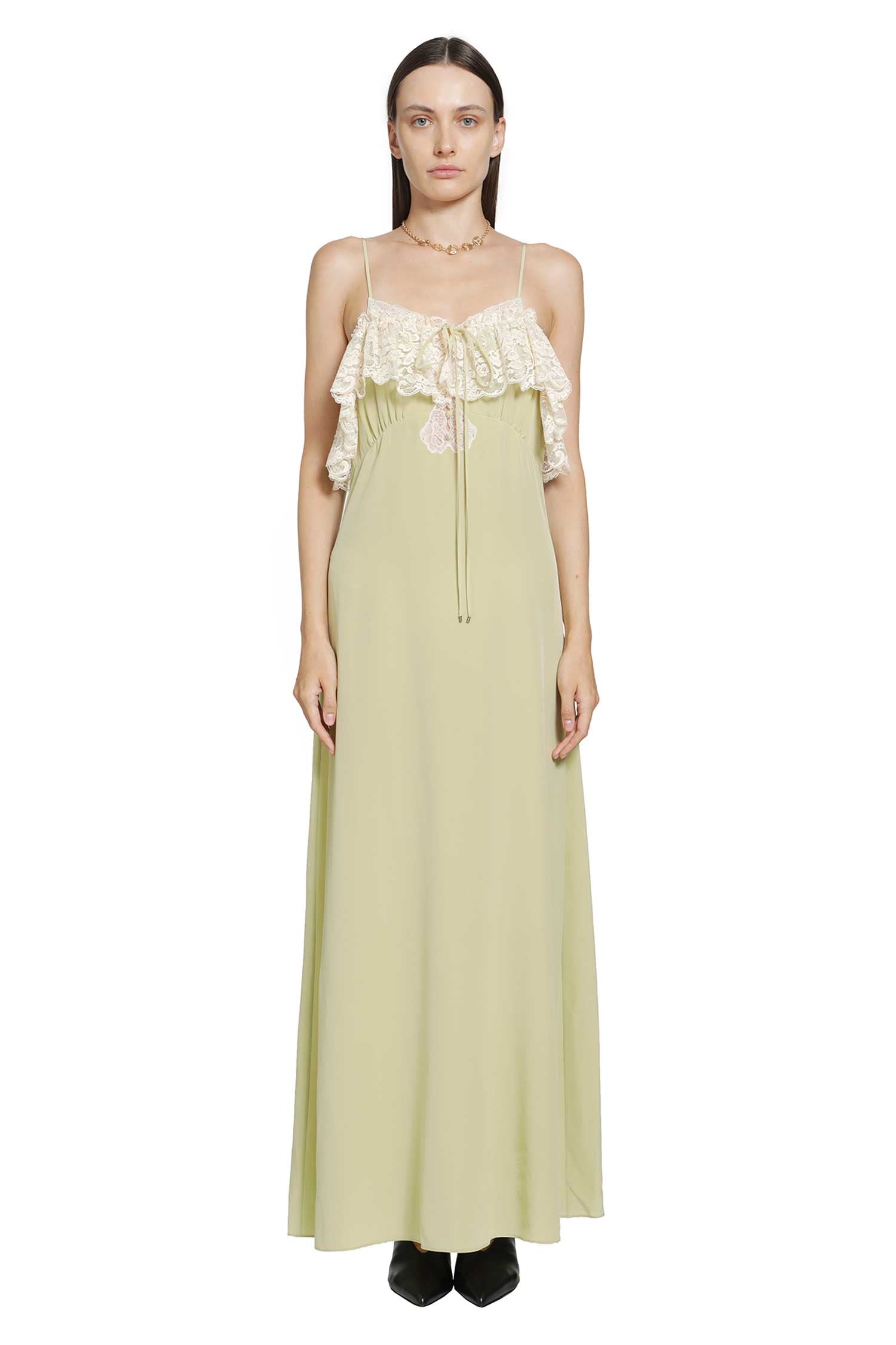 Crepe De Chine Thin-Strap Long Dress