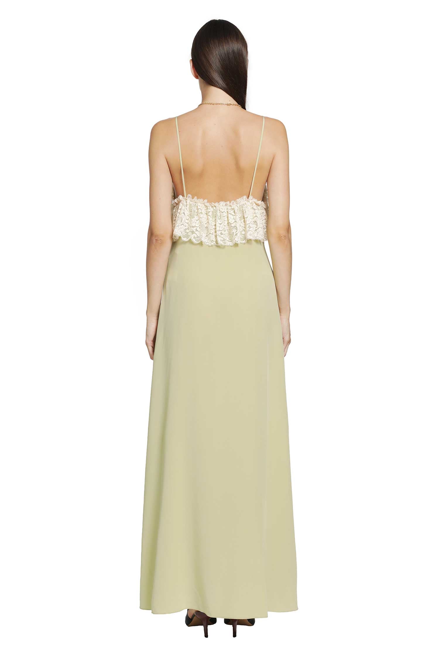 Crepe De Chine Thin-Strap Long Dress