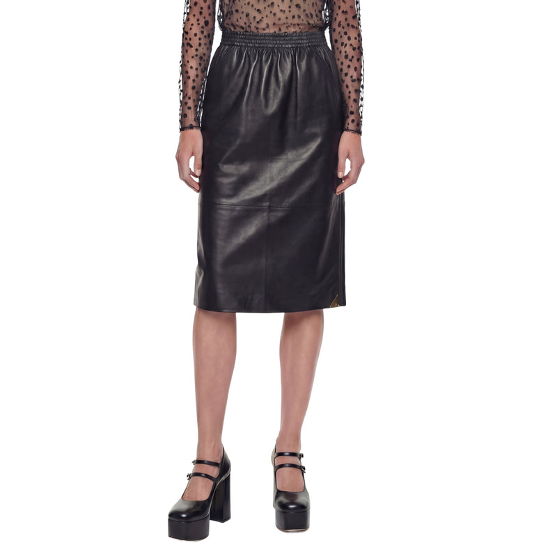 Leather Knee-length Pencil Skirt