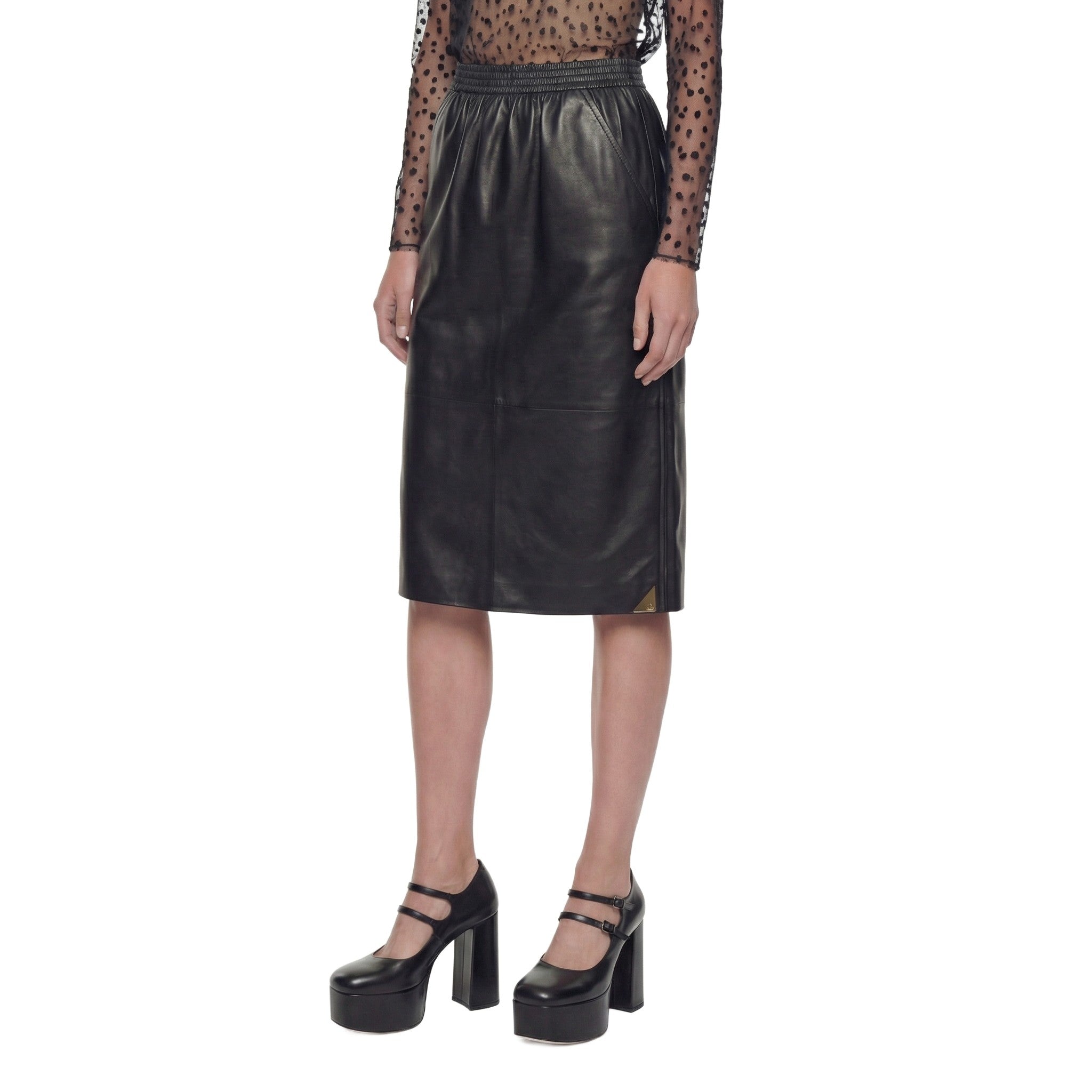 Leather Knee-length Pencil Skirt