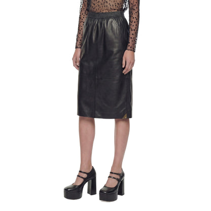 Leather Knee-length Pencil Skirt