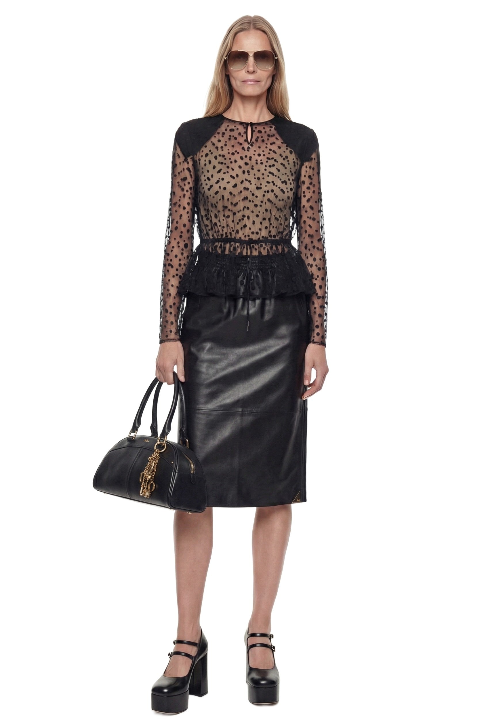 Leather Knee-length Pencil Skirt