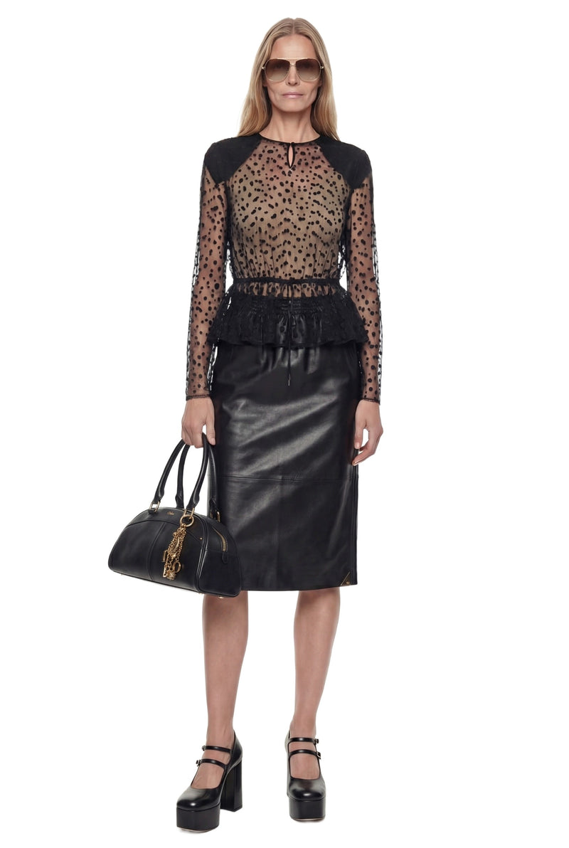 Leather Knee-length Pencil Skirt
