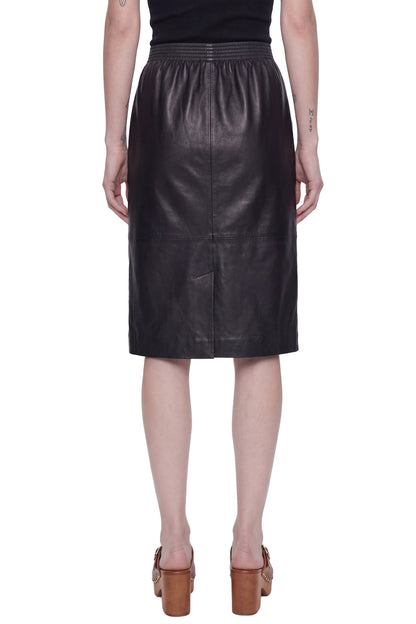Leather Knee-length Pencil Skirt