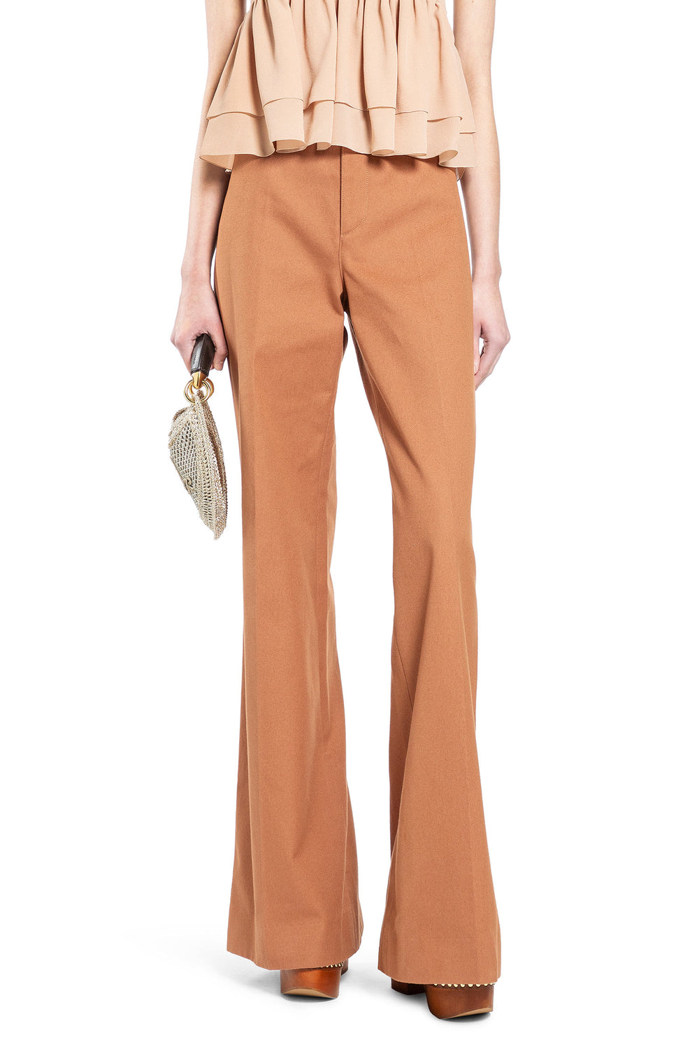 CHLOÉ Flared Cotton Canvas Trousers woman