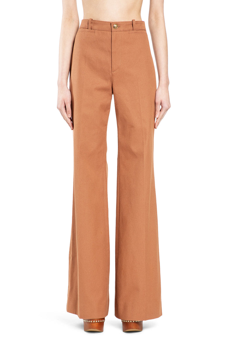 Flared Cotton Canvas Trousers