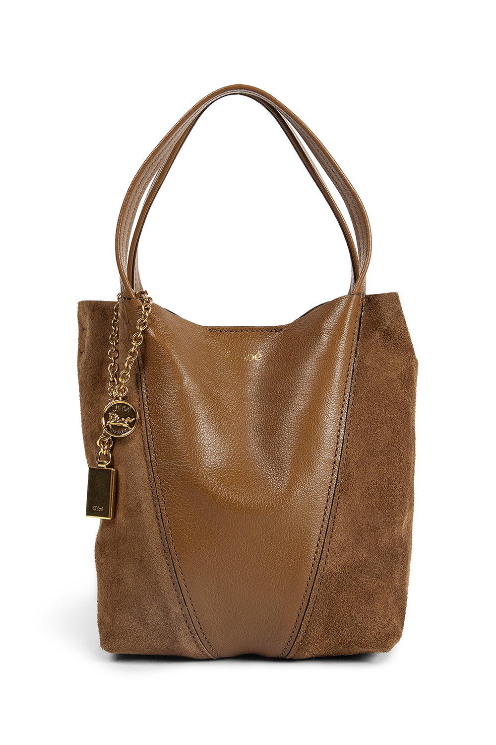 CHLOÉ Small Spin Leather and Suede Shoulder Bag woman