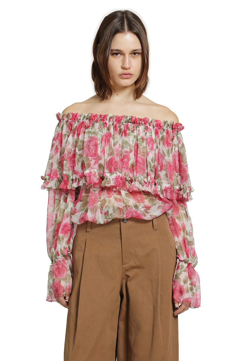 CHLOÉ Off-The-Shoulder Silk Top woman