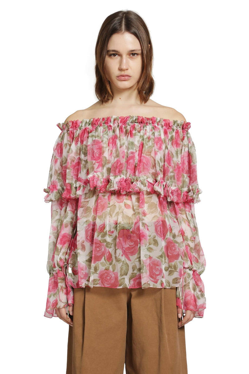 CHLOÉ Off-The-Shoulder Silk Top woman