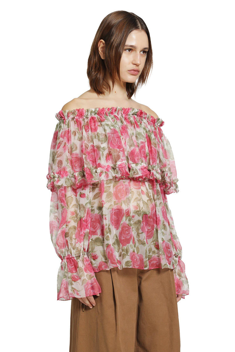 CHLOÉ Off-The-Shoulder Silk Top woman