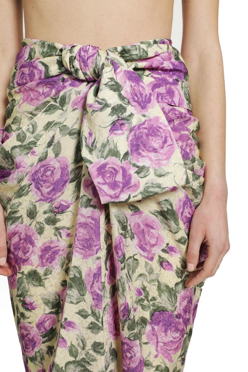 CHLOÉ Draped Floral Silk Midi Skirt woman