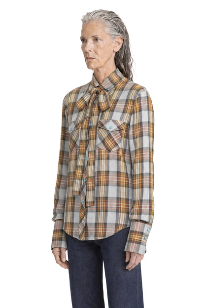 Lavallière Shirt in Check Cotton and Cupro