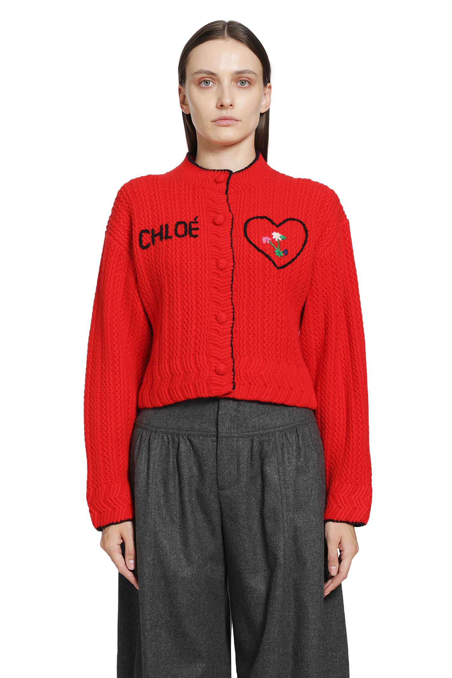 Heart Logo Wool-Cashmere Cardigan