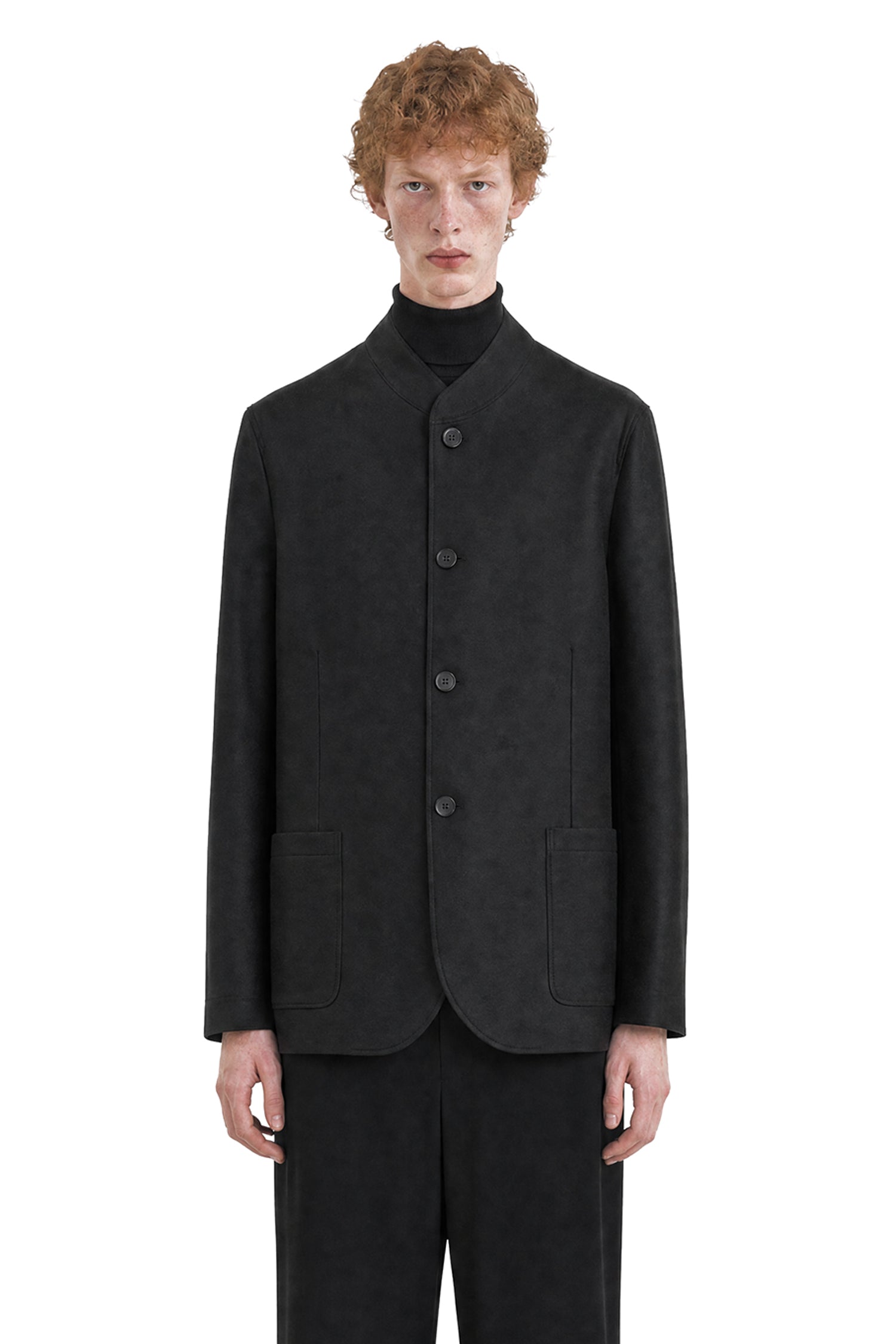 HARRIS WHARF LONDON Nehru Jacket in Light Pressed Wool man