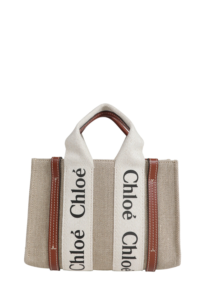 Mini Woody Tote bag in Linen
