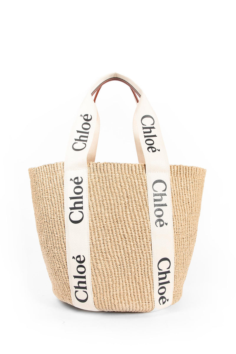 CHLOÉ Woody Raffia Tote Bag woman