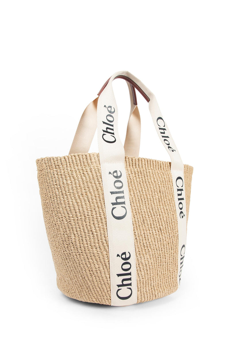 CHLOÉ Woody Raffia Tote Bag woman