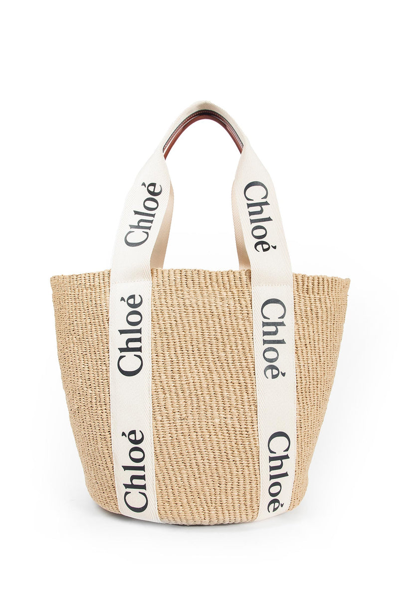 CHLOÉ Woody Raffia Tote Bag woman