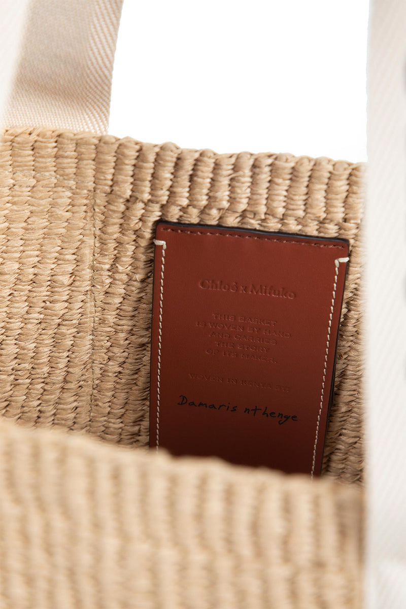 CHLOÉ Woody Raffia Tote Bag woman
