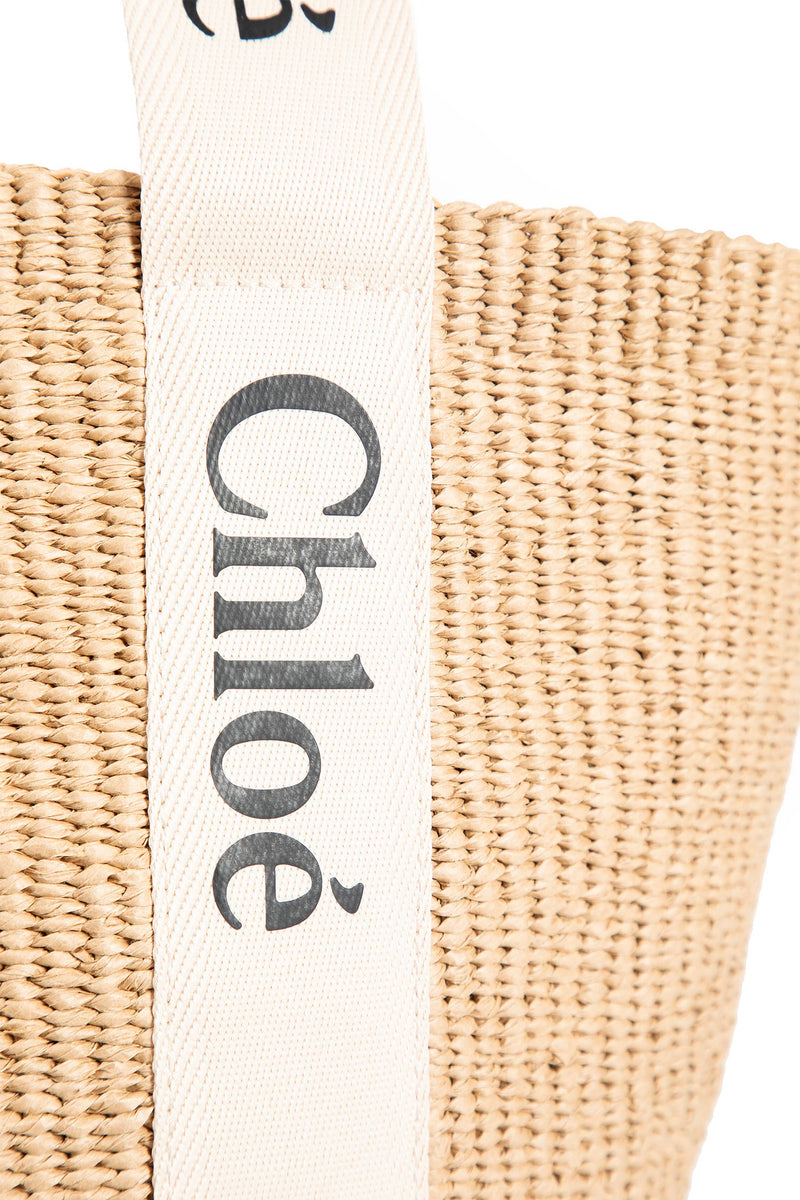 CHLOÉ Woody Raffia Tote Bag woman