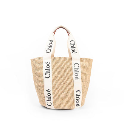 Woody Raffia Tote Bag