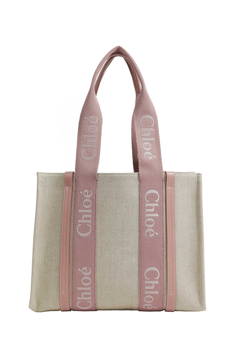 CHLOÉ Woody Tote Bag in Linen woman