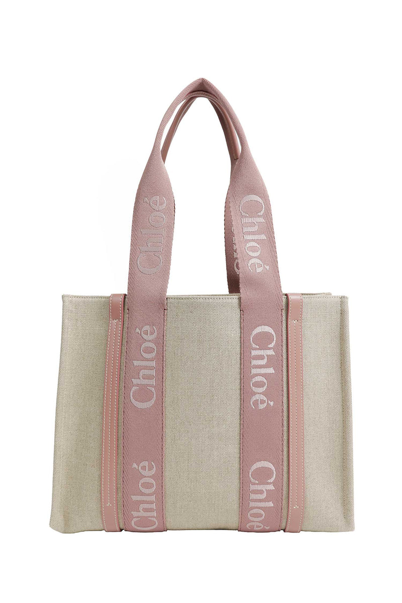 CHLOÉ Woody Tote Bag in Linen woman