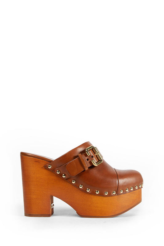 Jeannette Leather Wedge Mules