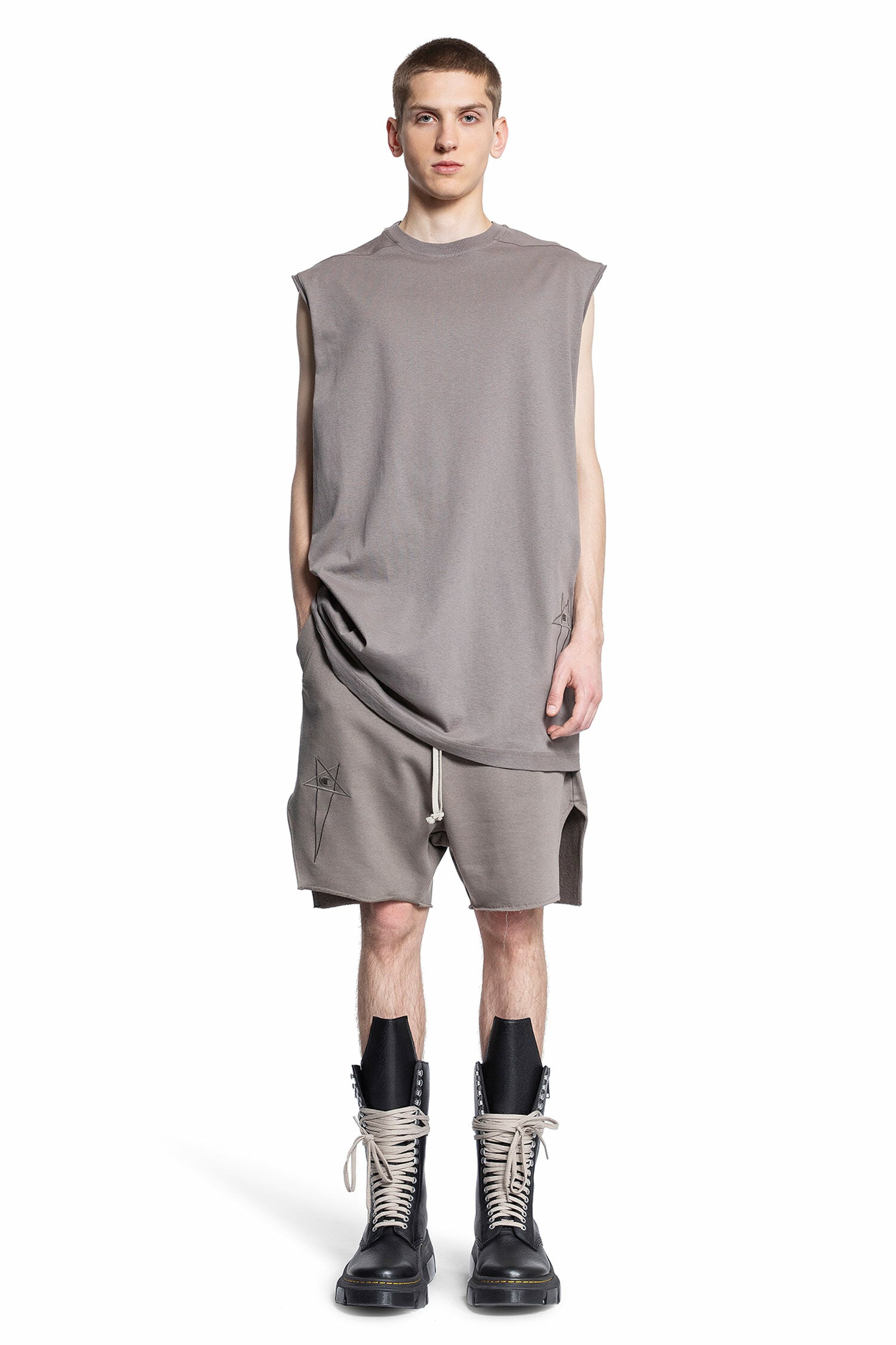 RICK OWENS MAN GREY T-SHIRTS & TANK TOPS