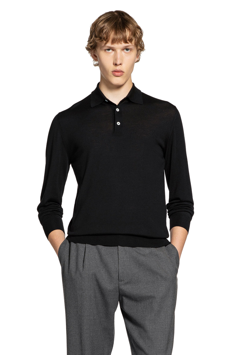 LARDINI Long Sleeve Wool Polo man