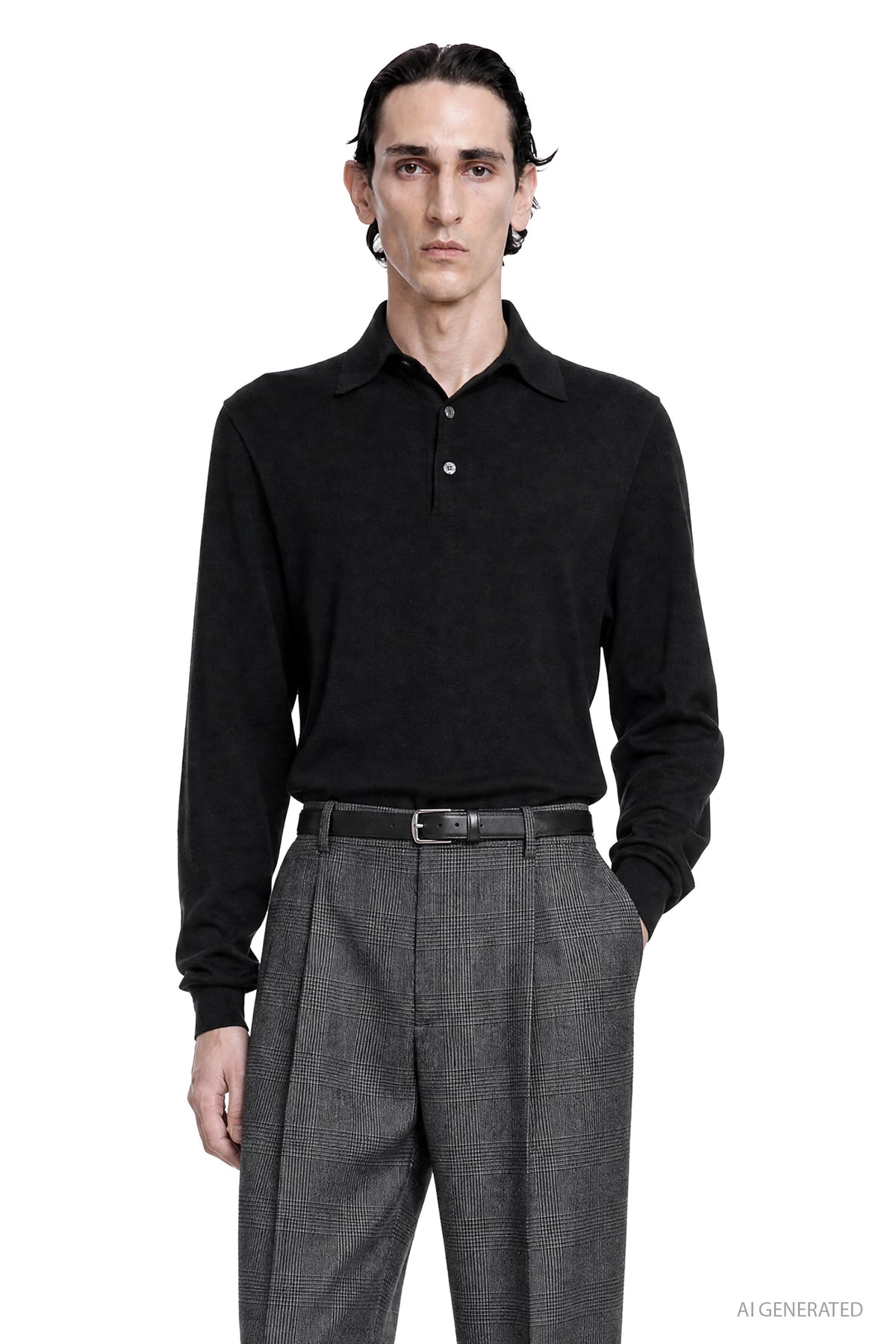 Wool-Silk Long Sleeve Polo
