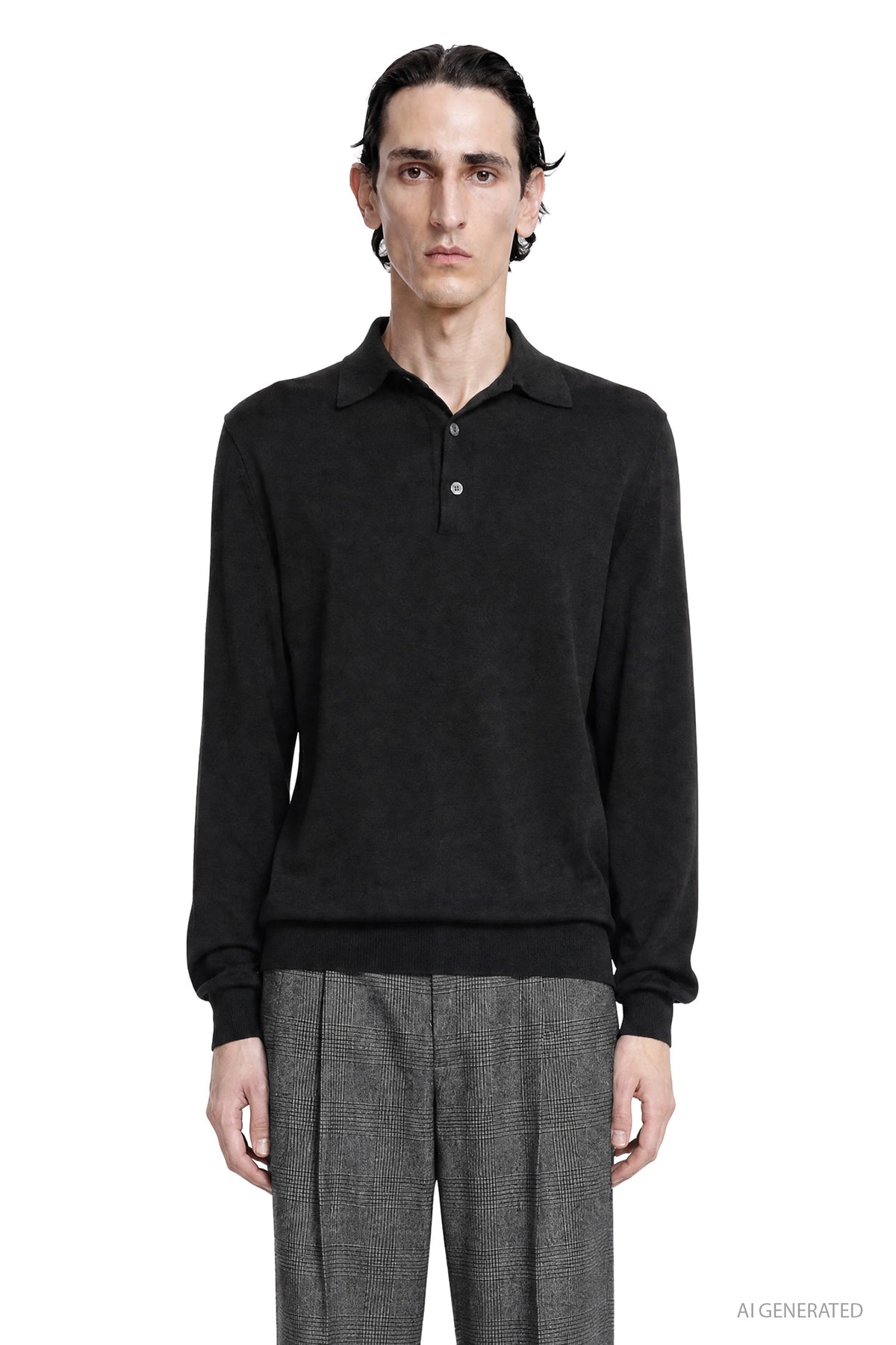 Wool-Silk Long Sleeve Polo