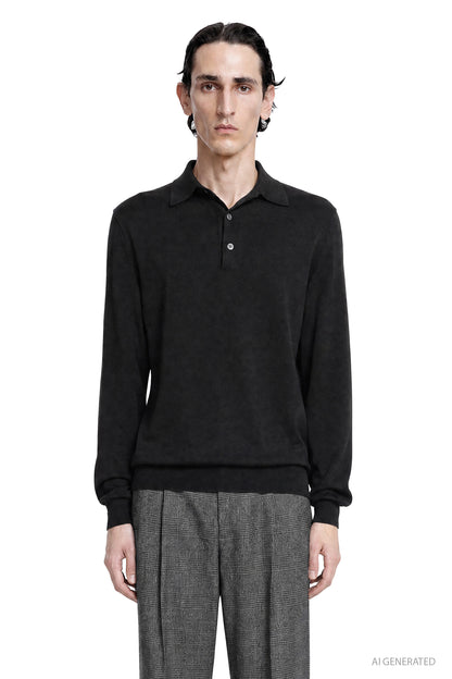 Wool-Silk Long Sleeve Polo