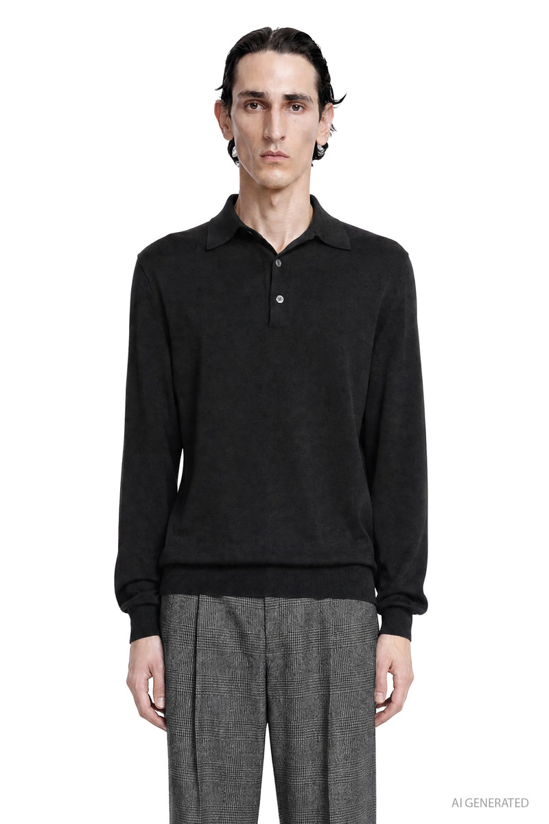 LARDINI Wool-Silk Long Sleeve Polo man